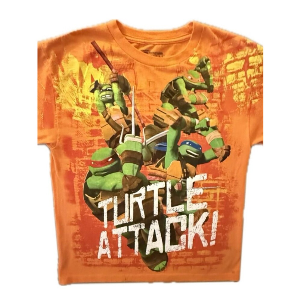 Vintage Bioworld Orange Teenage Mutant Ninja Turtles Logo Tee sz boys 14-16
